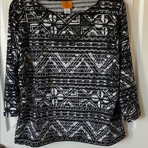 Ruby Rd. Geometric Black and White Tunic